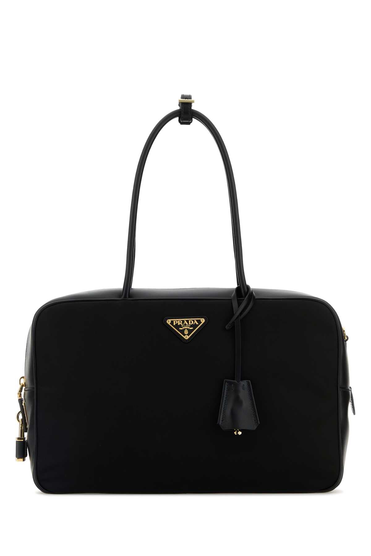 Black Leather And Re-Nylon Handbag Nero Poliammidericiclata-vitello Borse A Mano
