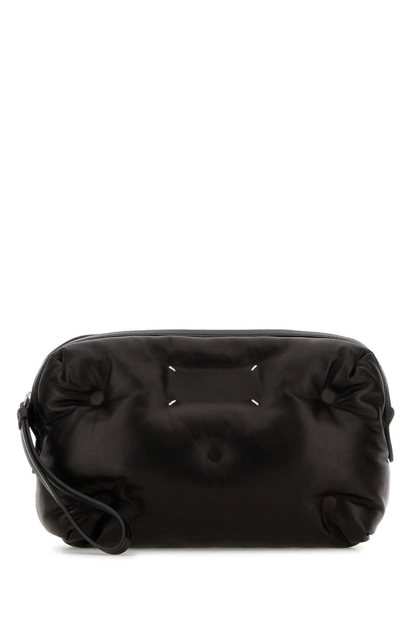 Maison Margiela Slam 100% sheep nappa leather body clutch in black