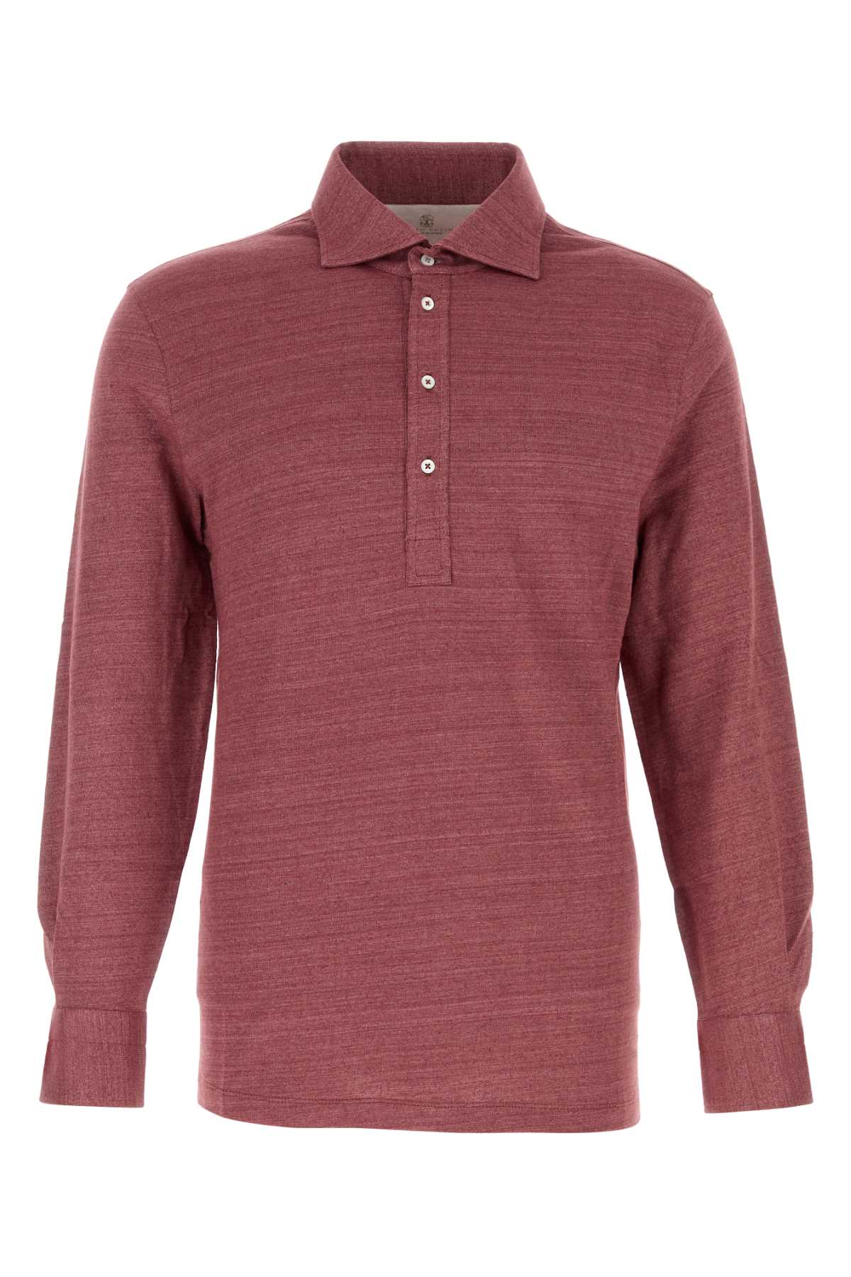 Plum Linen Polo Shirt C695 Exterior: Cotton