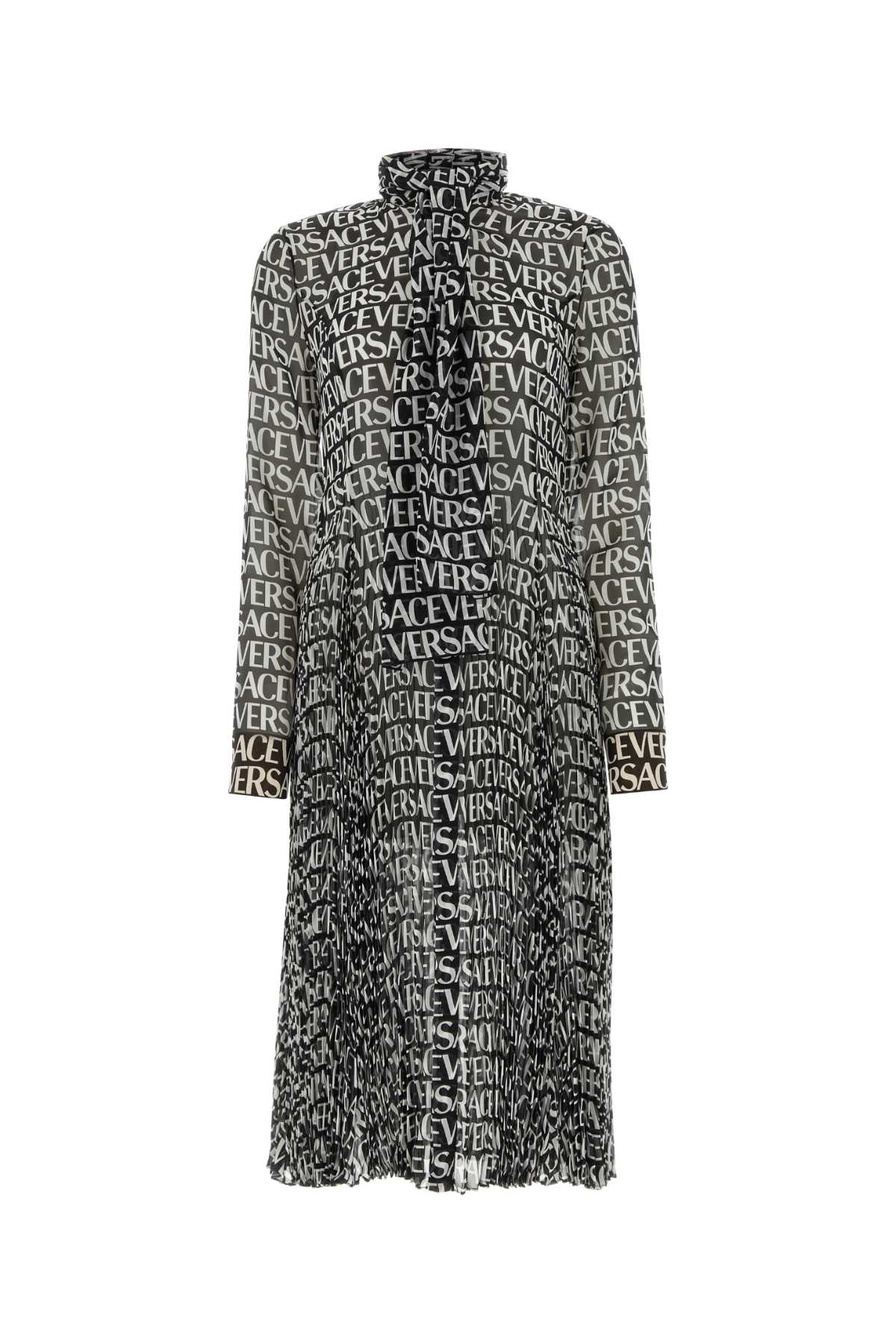 Printed Crepe Shirt Dress Nerobianco Exterior: Silk Abiti