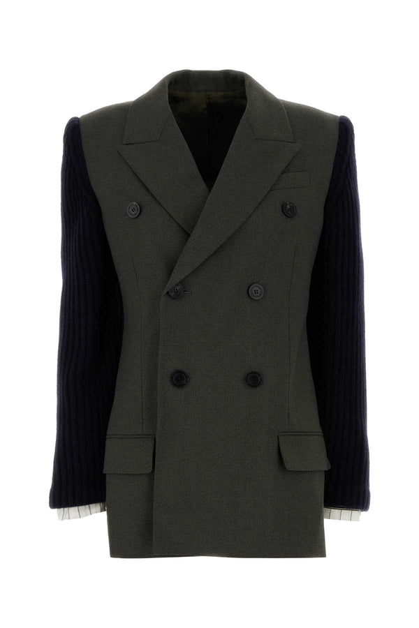 Jean Paul Gaultier Breasted Exterior: 88% Wool 12% Nylon; Lining: 100% Viscose blazer in khaki