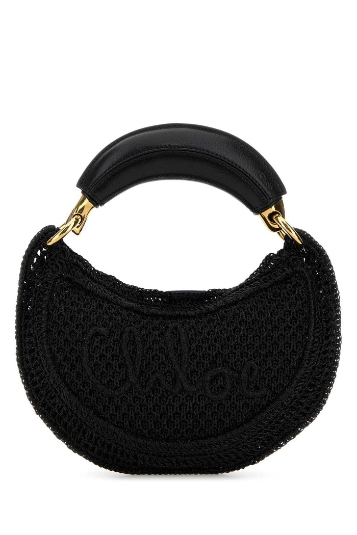 Black Raffia Mini Summer Banana Handbag Borse A Mano