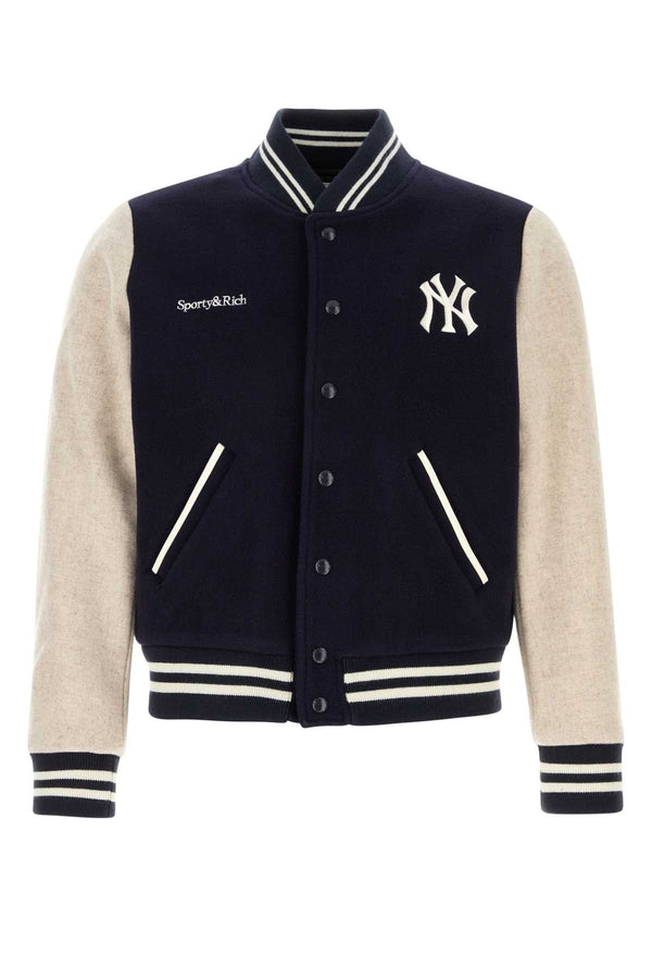 Sporty & Rich Curve Exterior: 100% Wool; Lining: 52% Polyester 48% Viscose jacket in navy