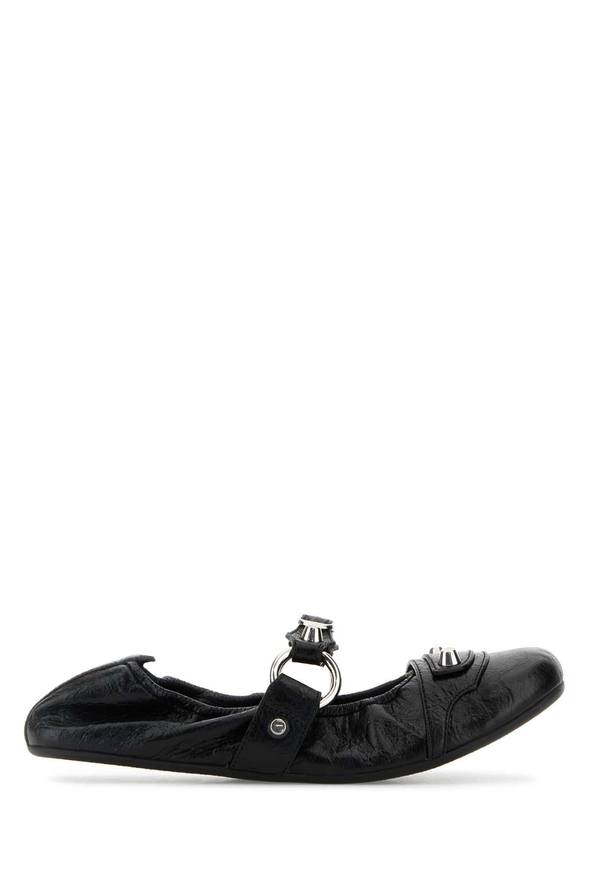 Black Leather City Ballerinas Black/silver T Domesticated Lamb Le Ballerine