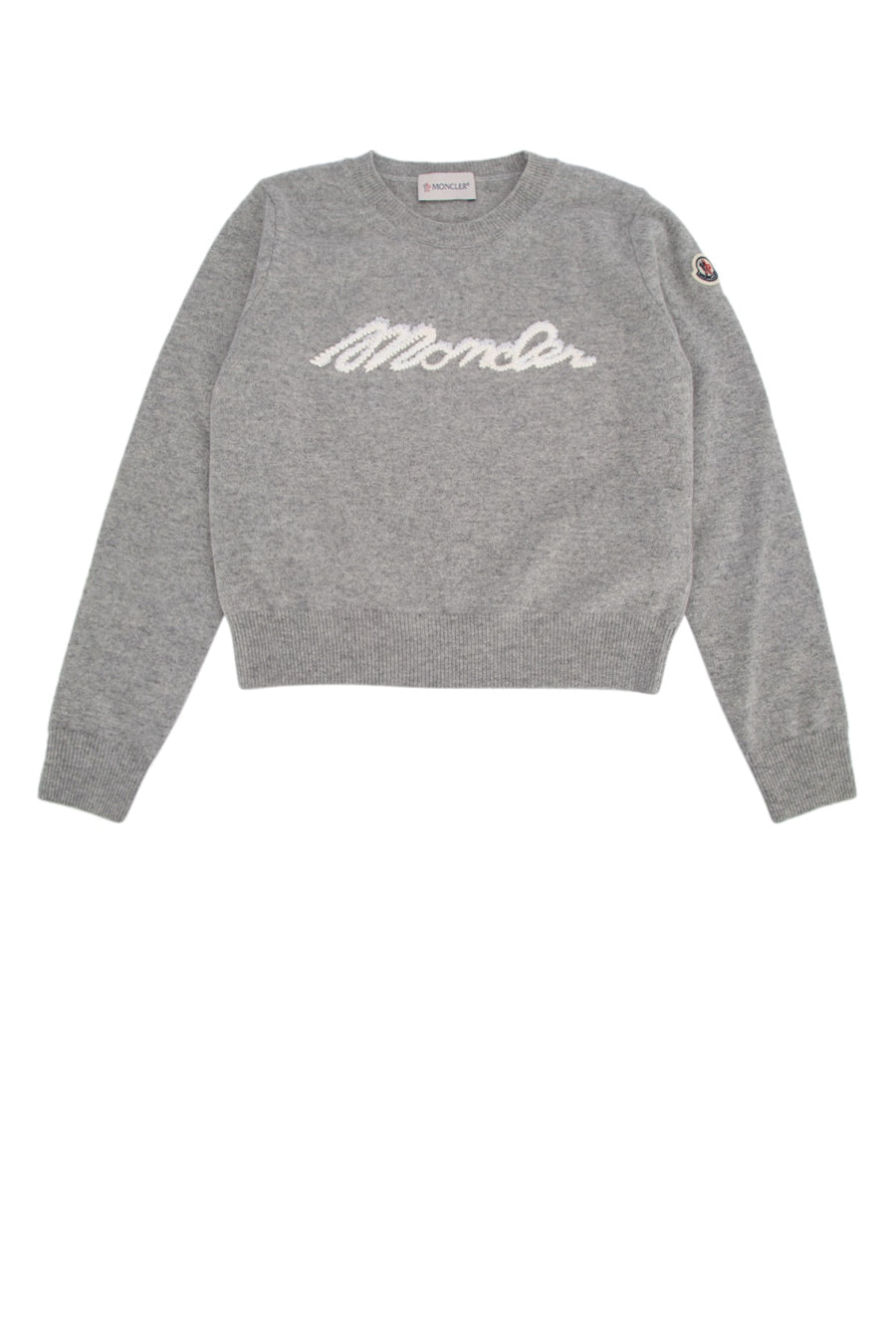 Moncler Jr Neck 100% Virgin Wool sweater in gray