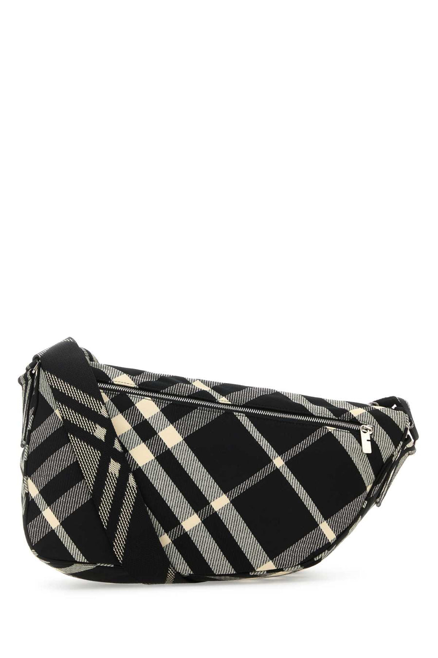 Burberry Shield Exterior: 100% Fabric; Lining: 100% Fabric; Finishing: Silver metal crossbody bag in black