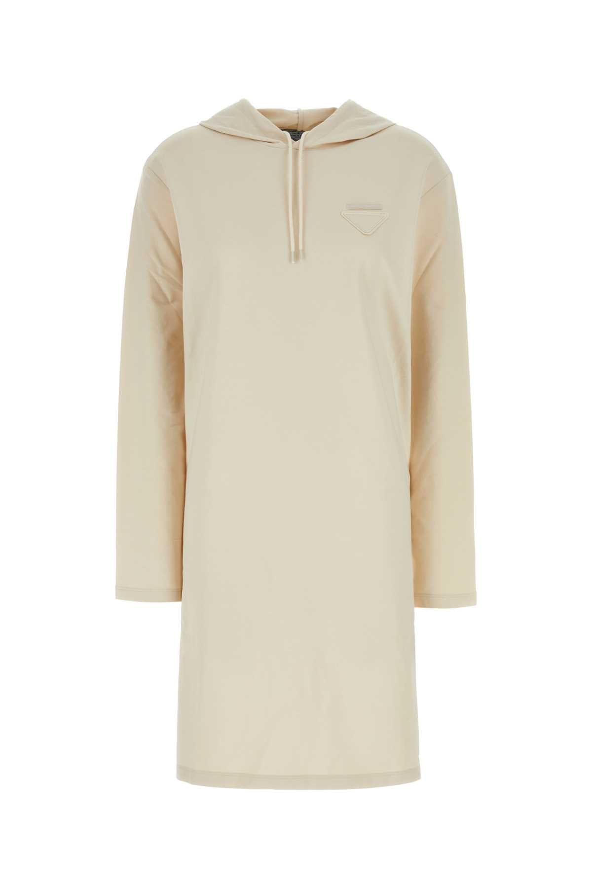 Cream Stretch Cotton Sweatshirt Dress Naturale Exterior: Elastane Abiti