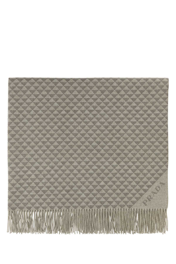 Embroidered Wool Blend Symbole Double Blanket Pomice+argilla Wows Casa/bagno