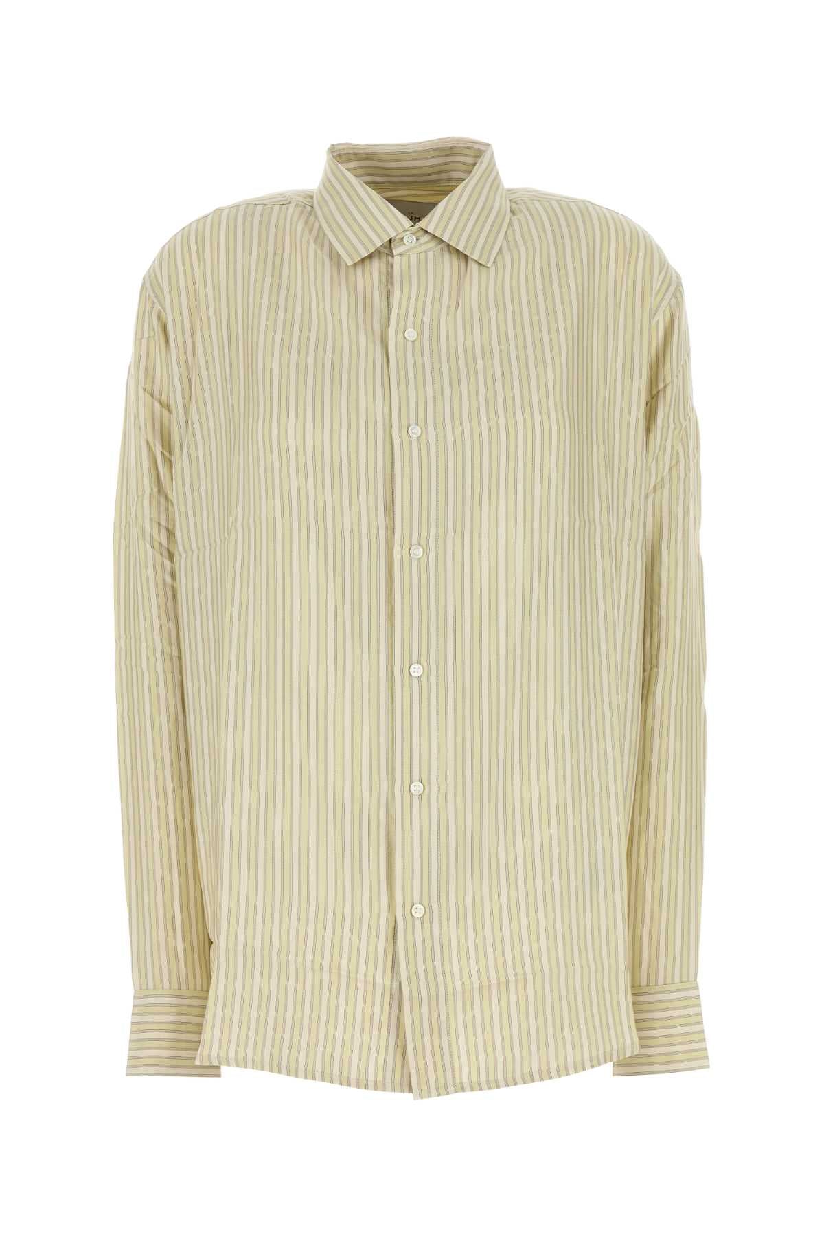 Embroidered Silk Oversize Songino Shirt Stripesyellow Exterior: Camicie