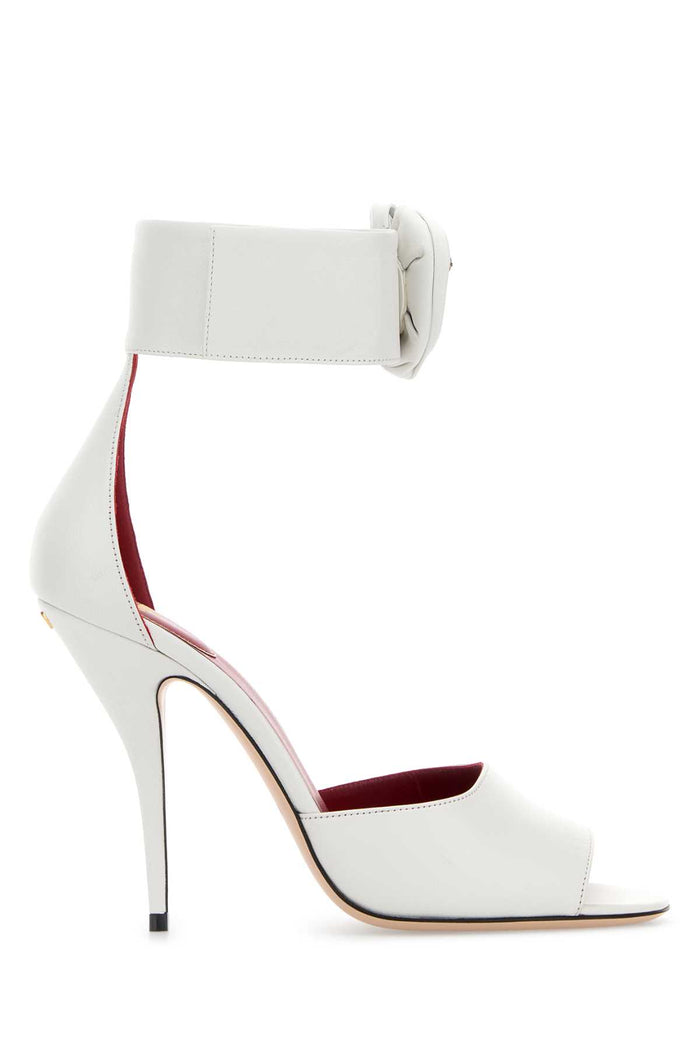 White Leather Drip Rose Sandals Biancomulticolor Sandali