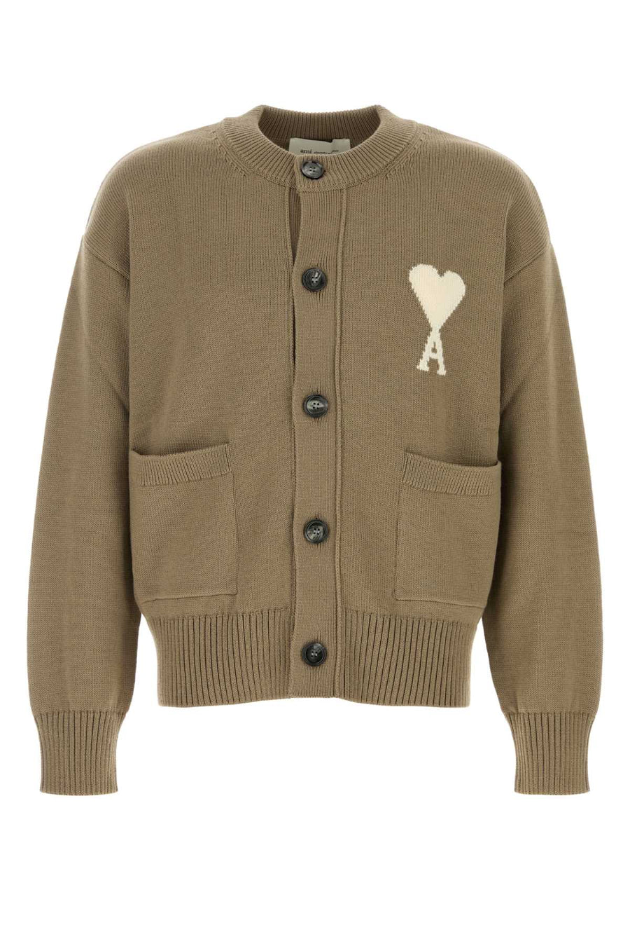 AMI Paris Cardigan 53% Virgin wool cardigan in beige
