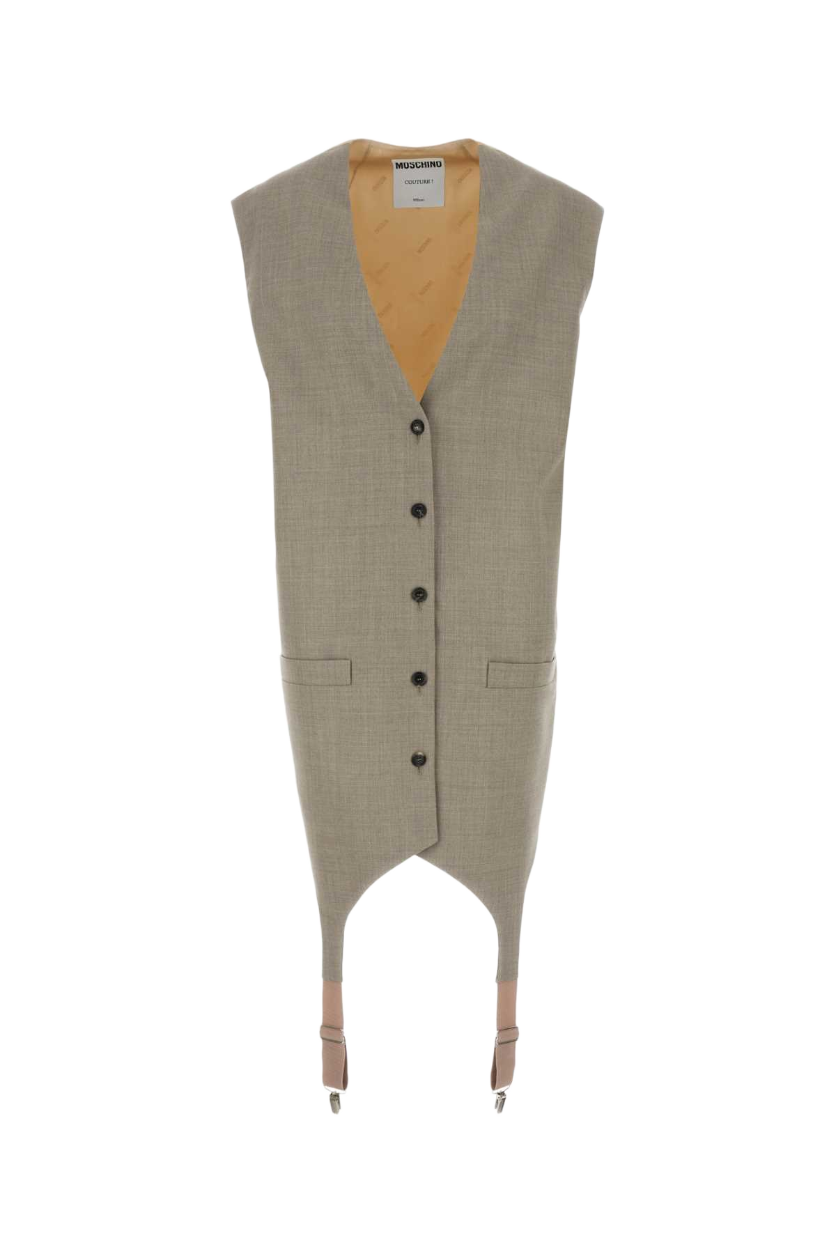 Two-Tone Wool And Satin Oversize Vest Fantasiabeige Giacche E Gilet