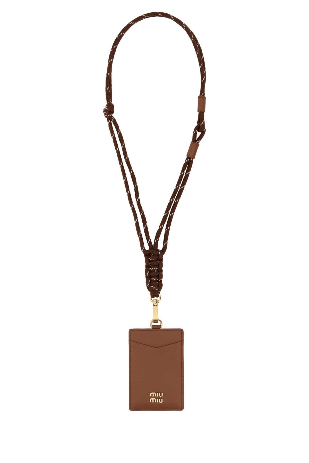 Brown Leather Card Holder Cognactabacco Portafogli
