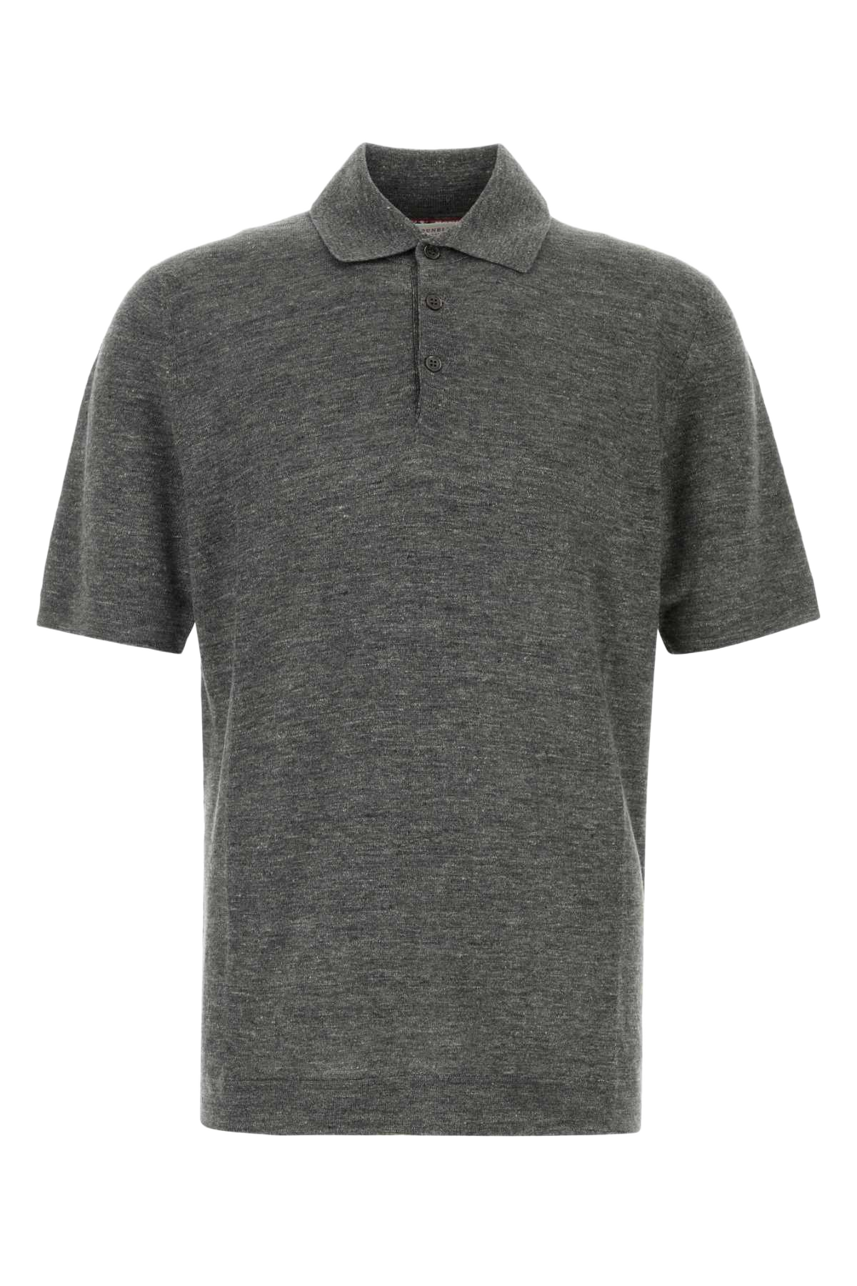 Melange Dark Grey Linen Blend Polo Shirt Grigioscuro Exterior: Cotton Maglieria