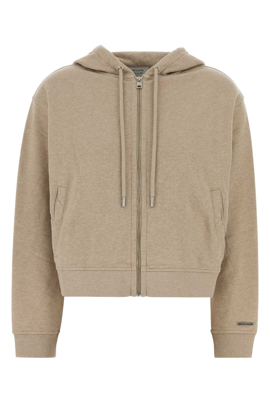 Maison Kitsune Zipped 100% Organic cotton sweatshirt in beige