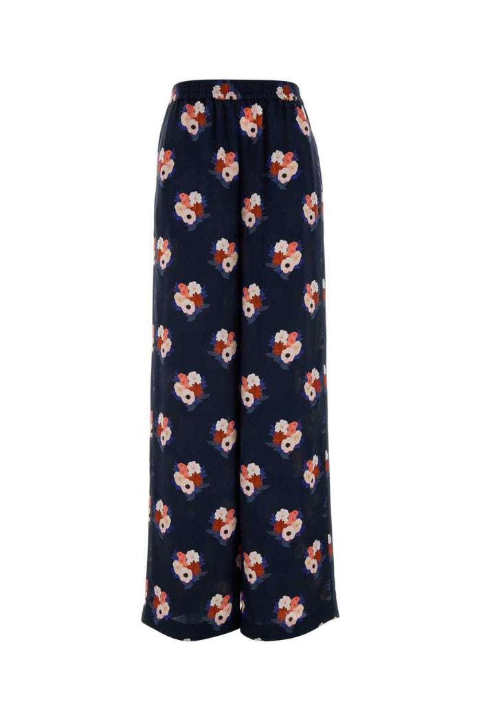 Printed Silk Wide-Leg Pant Inchiostro-26 Se+fod.:se Pantaloni