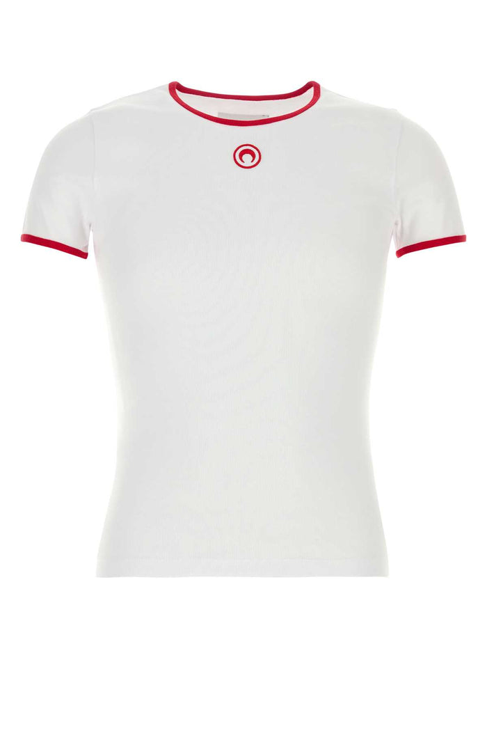 White Cotton T-Shirt Wh17whitered Exterior: Organic