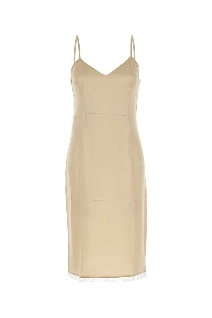 Beige Satin Dress Deserto Abiti