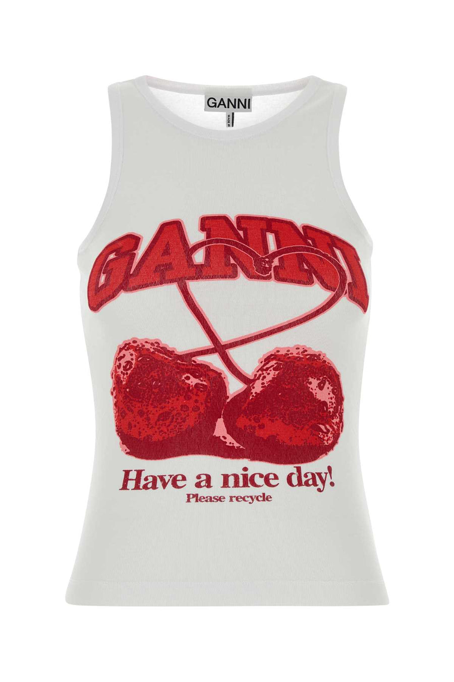 Ganni Jersey 100% Organic cotton tank top in white