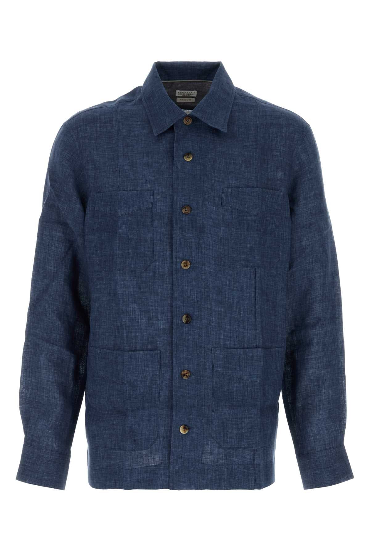 Navy Blue Linen Shirt C018 Exterior: Camicie