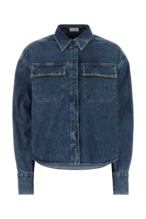 Brunello Cucinelli 100% Cotton denim shirt in blue