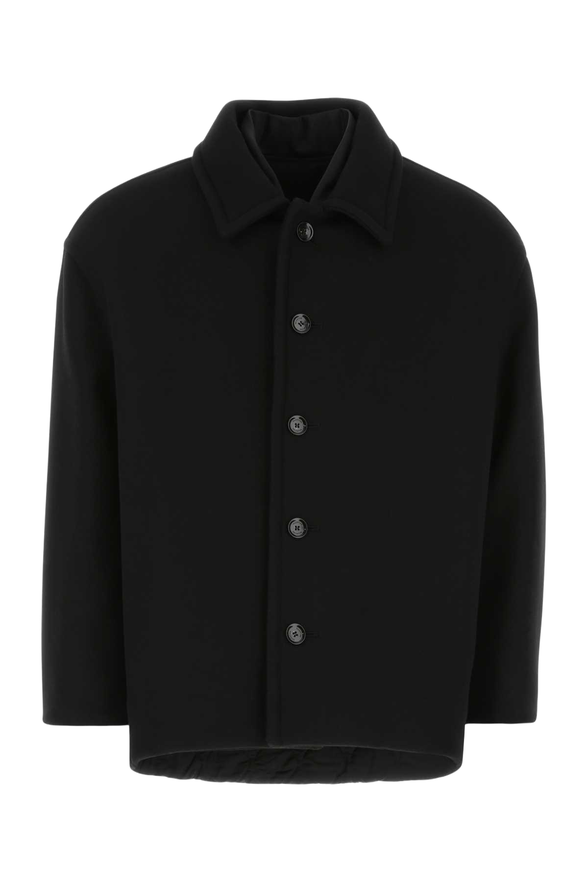 Black Wool Blend Coat 0no Cappotti