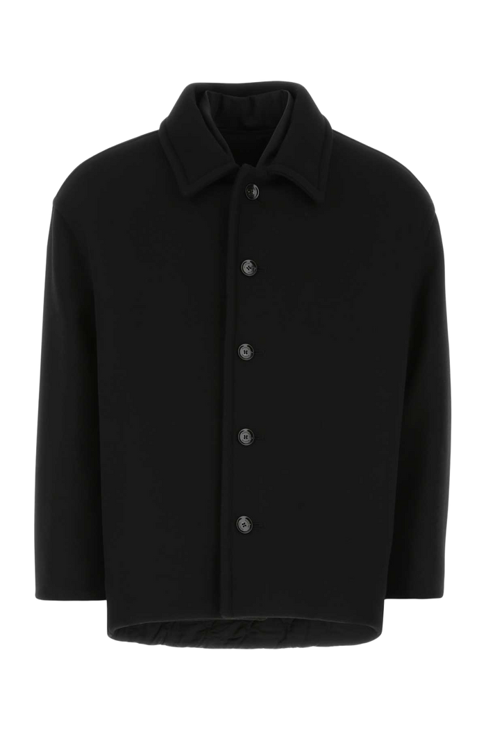 Black Wool Blend Coat 0no Cappotti