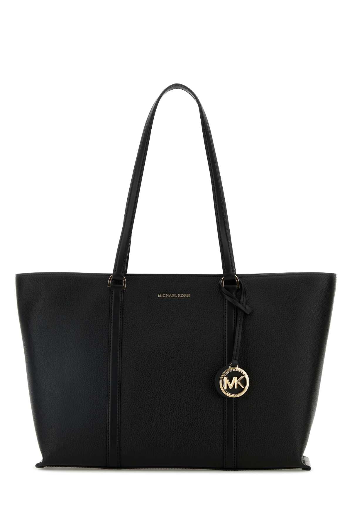 Black Leather Large Temple Shopping Bag Borse A Mano