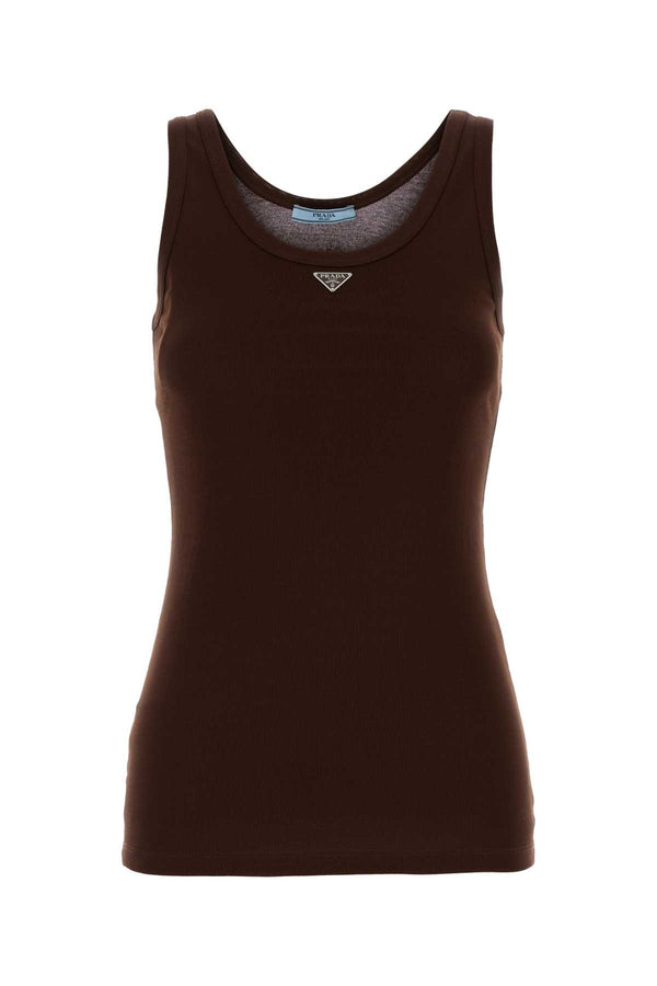 Prada 100% Cotton tank top in brown