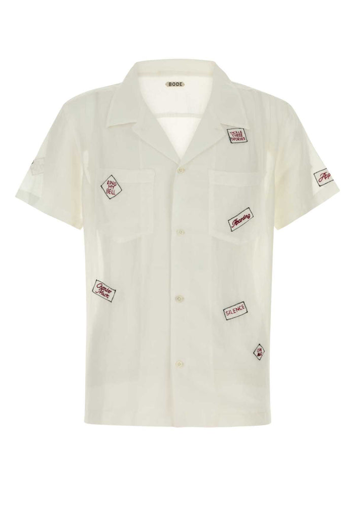 White Cotton Blend On Air Shirt Exterior: Silk Camicie