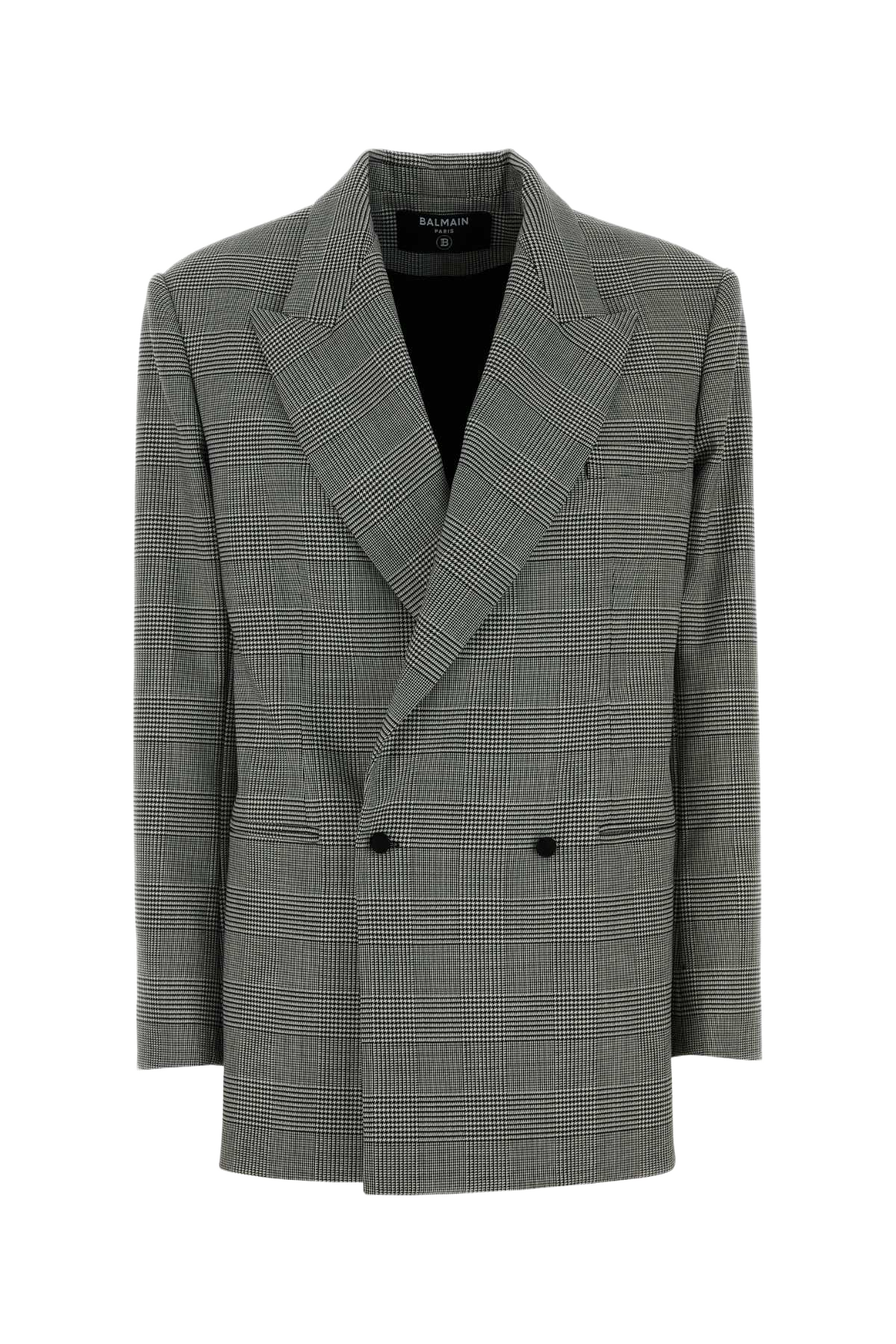 Embroidered Wool Blend Blazer Eab Noir/blanc Giacche E Gilet