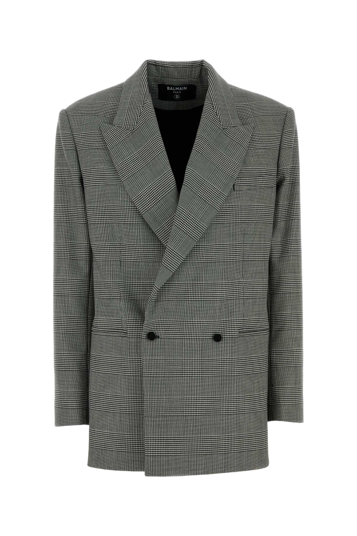 Embroidered Wool Blend Blazer Eab Noir/blanc Giacche E Gilet
