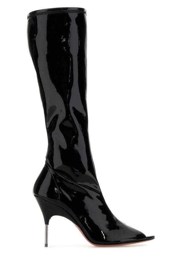 Amina Muaddi Exterior: 100% Fabric; Interior: 100% Fabric; Sole: Rubber and Leather knee-high boot in black