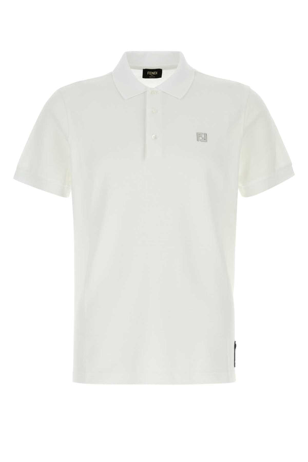 Fendi Metal 100% Cotton polo shirt in white