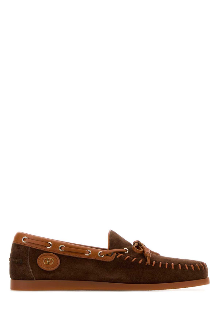 Brown Suede Loafers Barkbrownroastedpecan Cowhide - Bos Taurus Mocassini