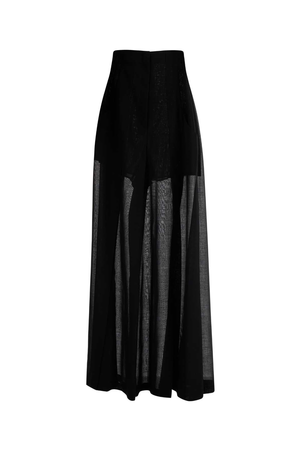 Black Wool Blend Wide-Leg Pant Nero Pantaloni