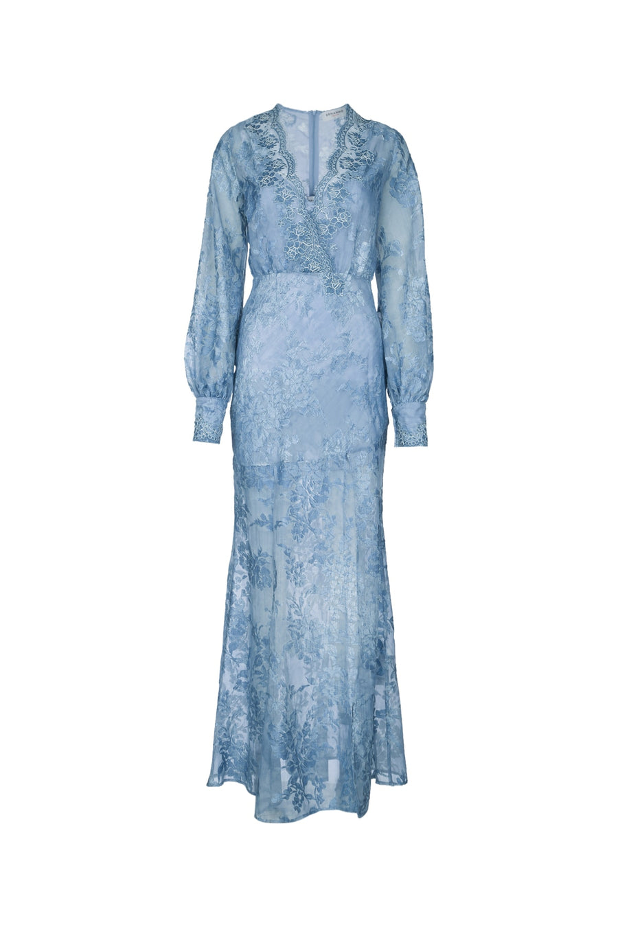 Ermanno Firenze Sottoveste Denim with lace overlay dress in blue