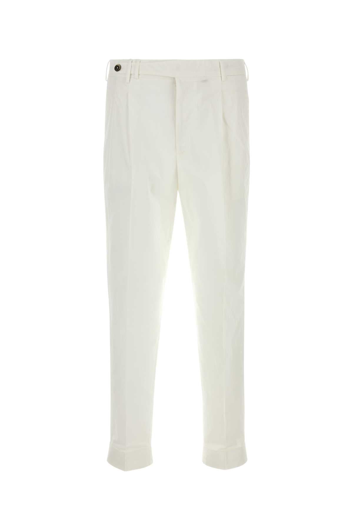 White Stretch Cotton Style Pant Y010 Exterior: Elastane Pantaloni