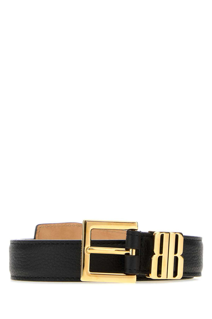 Black Leather Bb Editor Belt Cinture