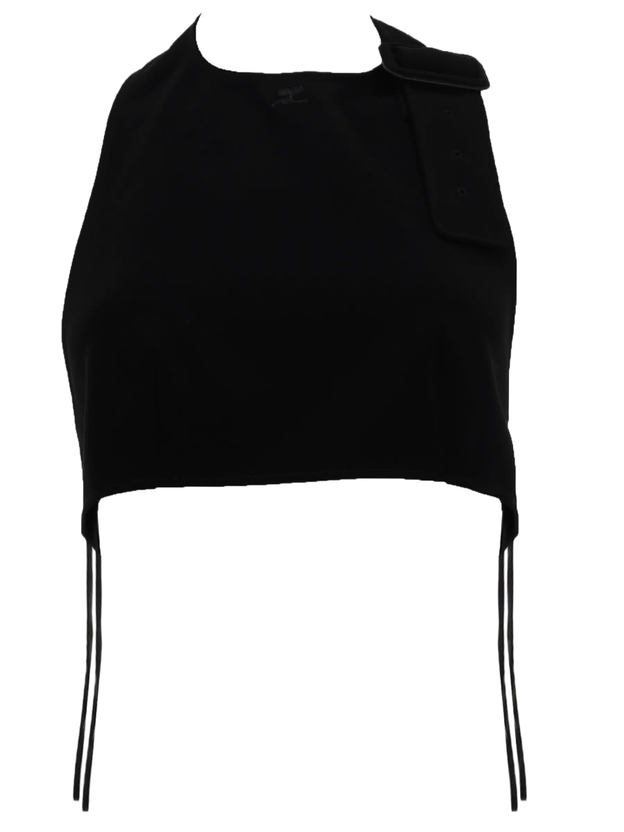 Cropped Top With Open Back Black Tops