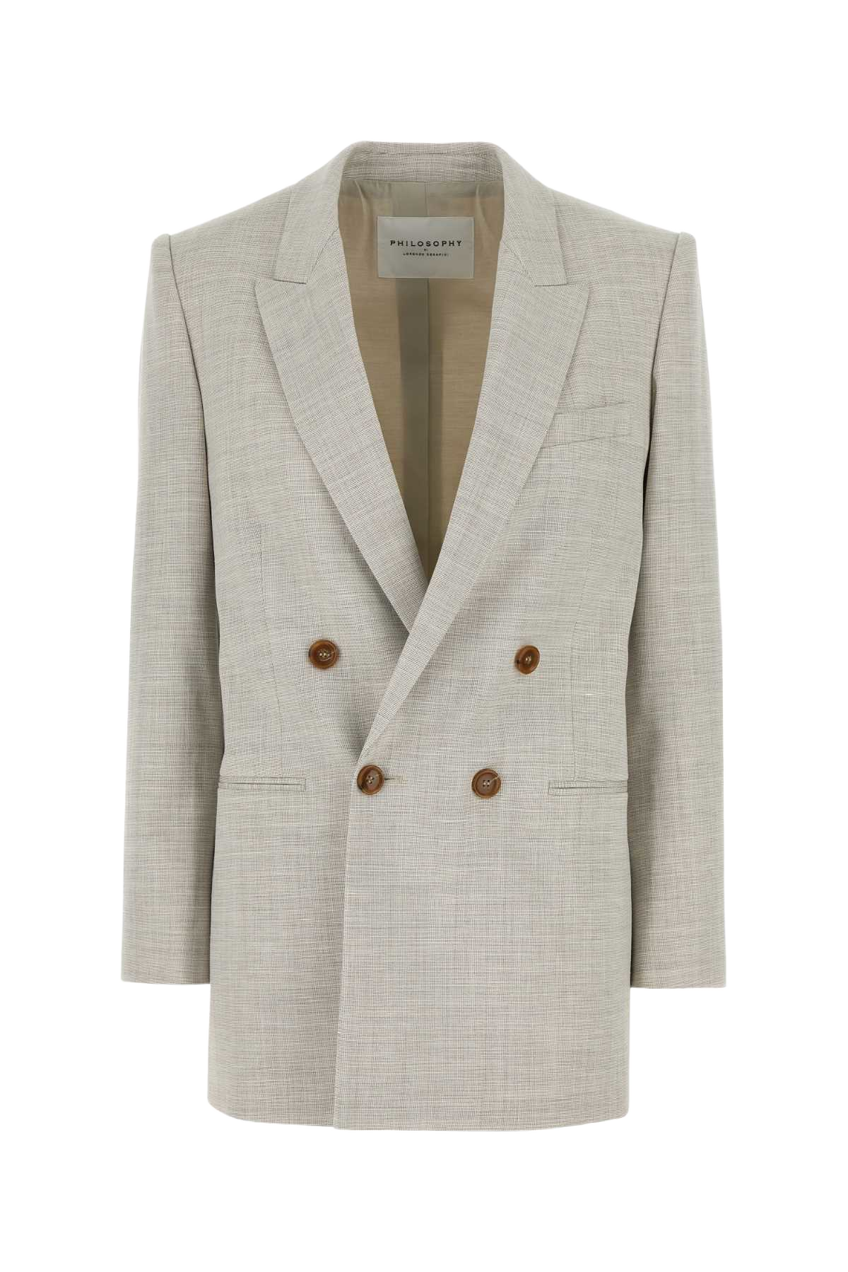 Melange Light Grey Stretch Wool Blend Blazer Fantasiabianco Giacche E Gilet
