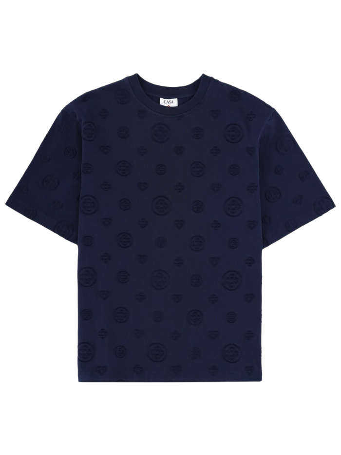 T-Shirt With Monogram Details Blue Organic Cotton T-shirts