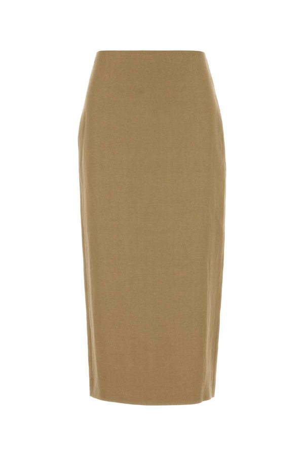 Max Mara Exterior: 100% Linen; Lining: 95% Acetate skirt in beige