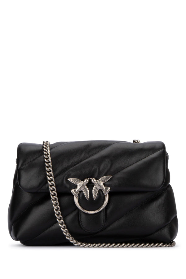 Pinko Puff 100% leather shoulder bag in black