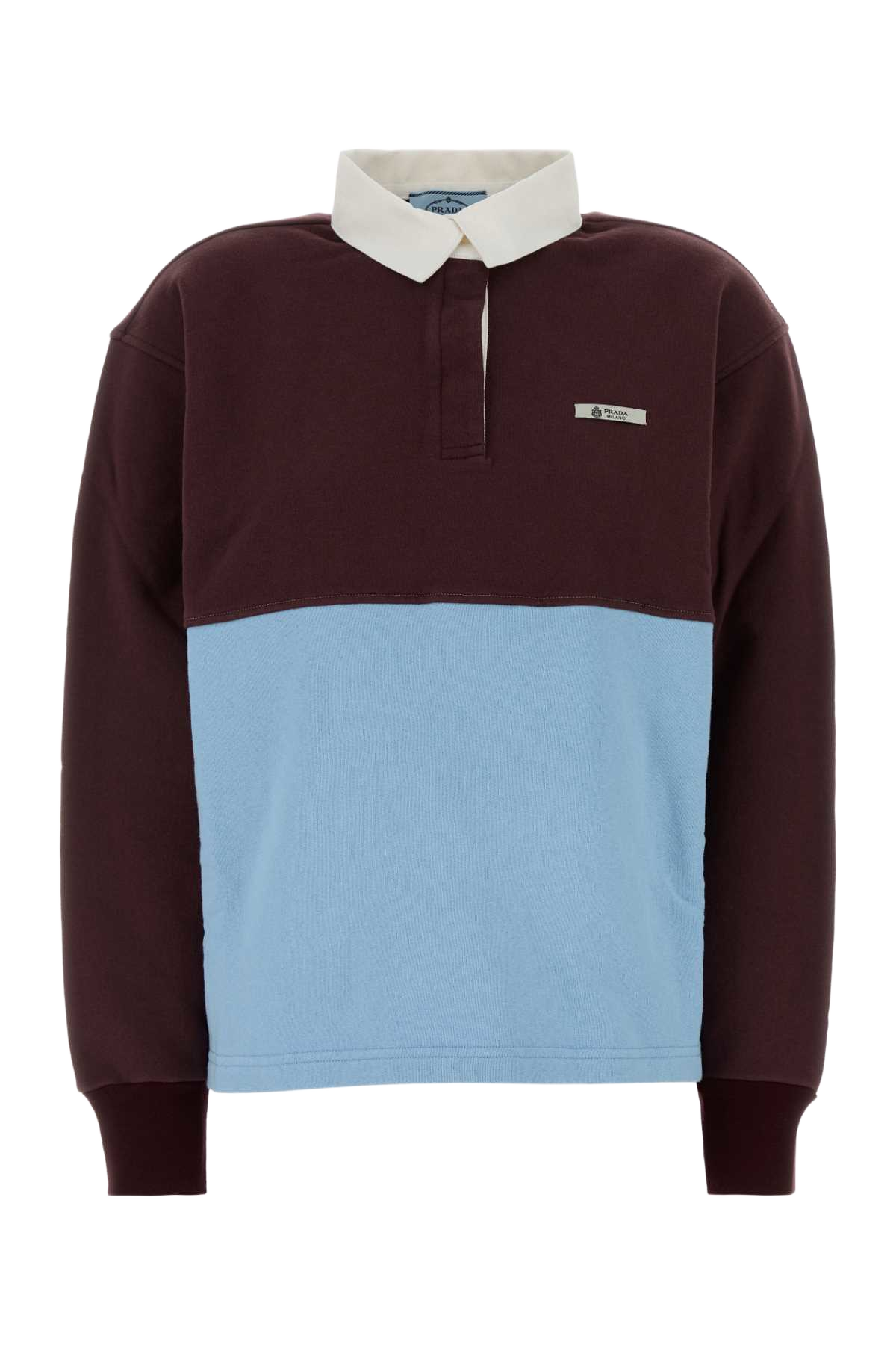 Two-Tone Cotton Oversize Polo Shirt Bord+celeste+deserto Exterior