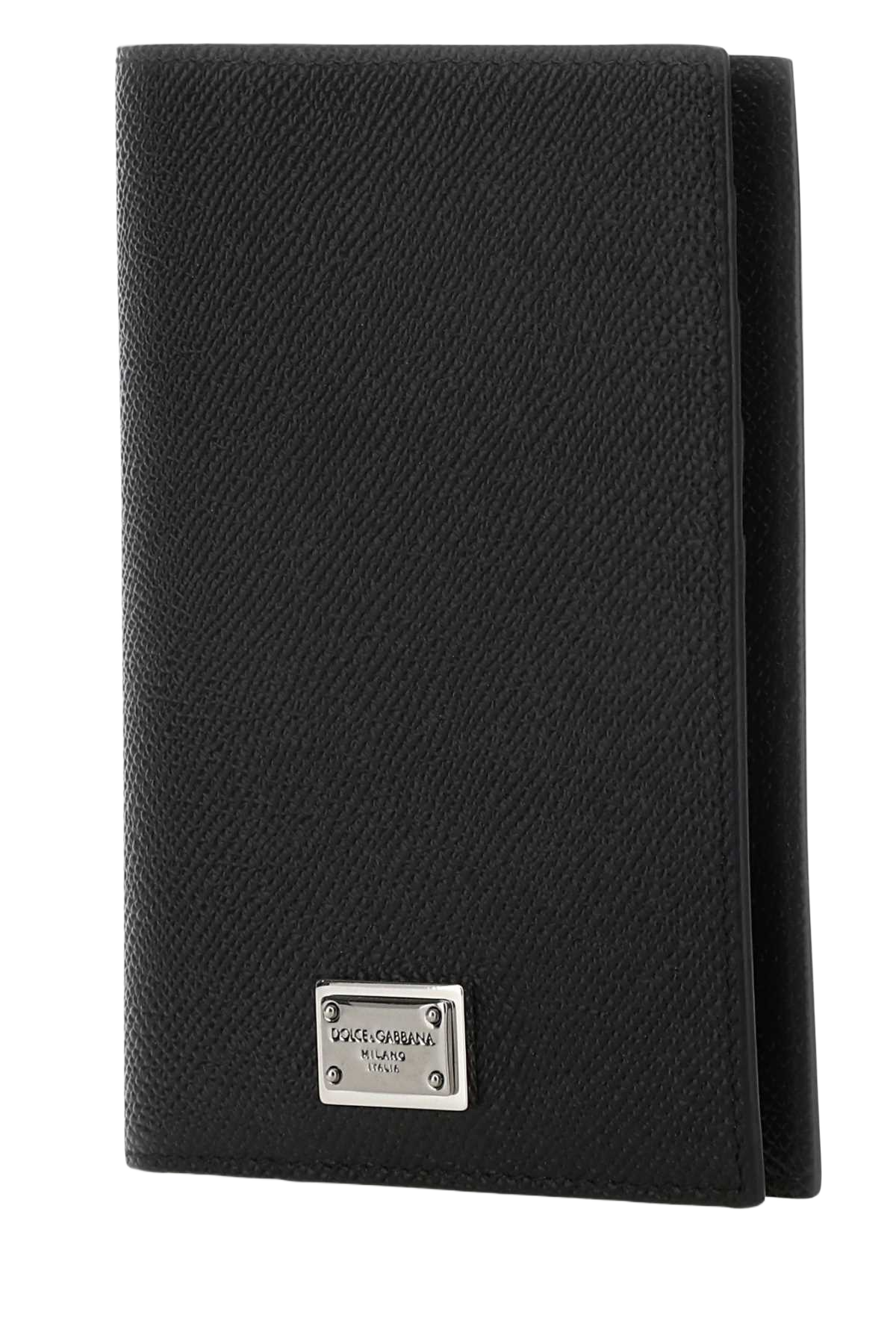 Black Leather Passport Holder Nero Vitello Portafogli