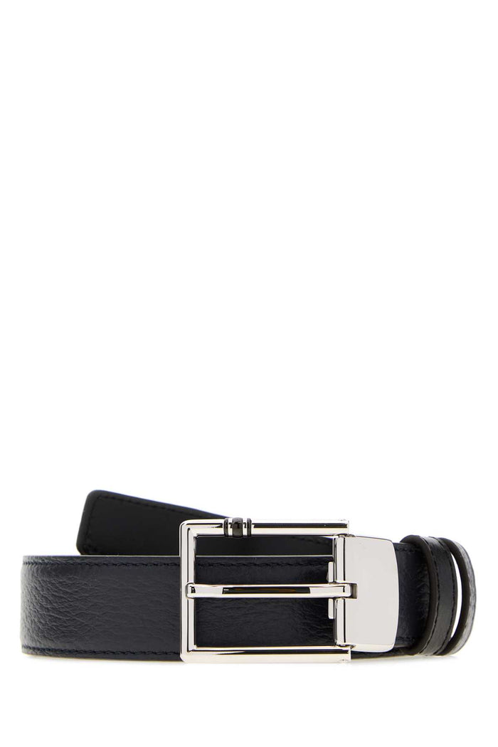 Midnight Blue Leather Reversible Belt 000 Cinture
