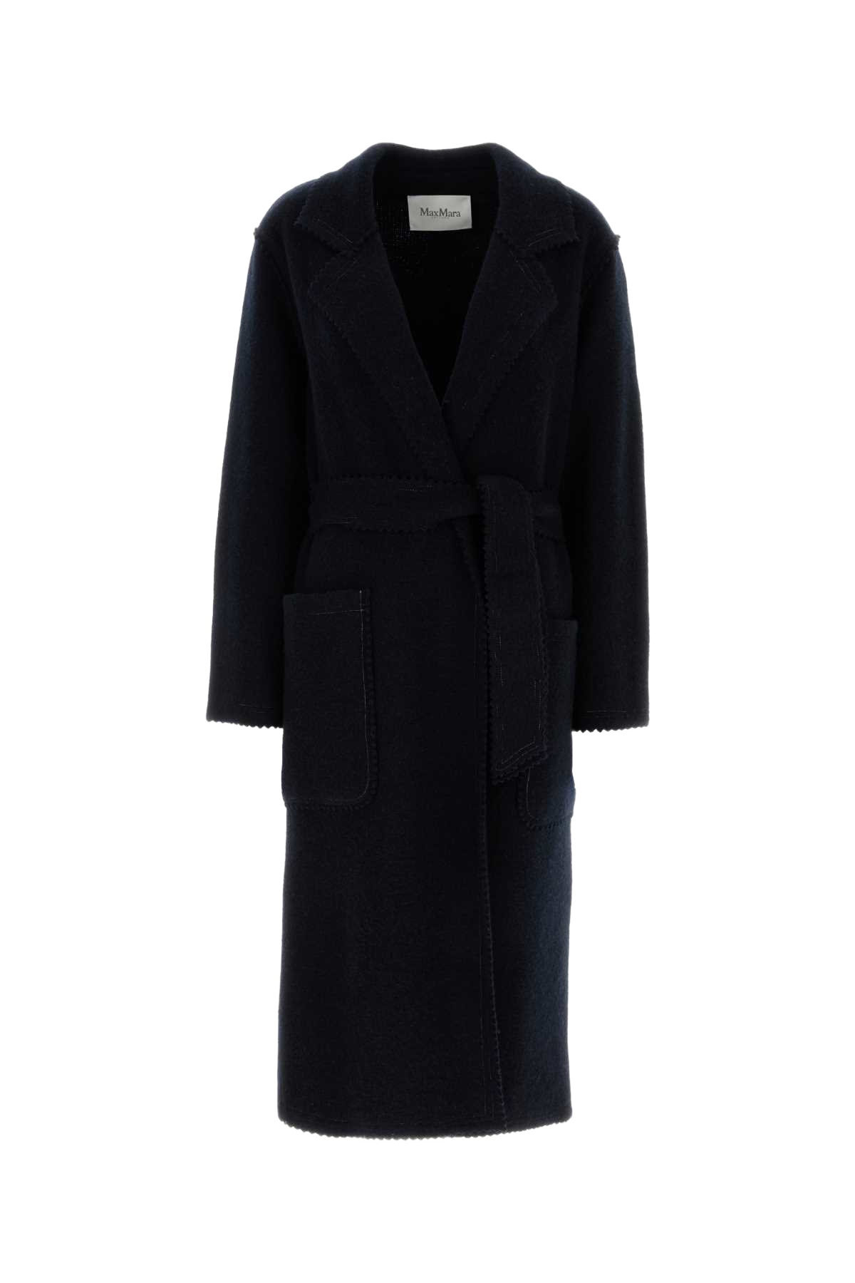 Midnight Blue Wool Blend Jene Coat Blu Exterior: Cashmere Cappotti