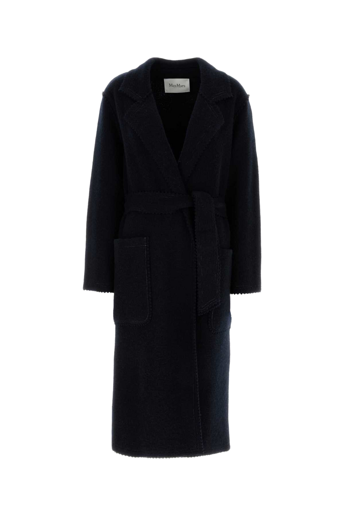 Midnight Blue Wool Blend Jene Coat Blu Exterior: Cashmere Cappotti