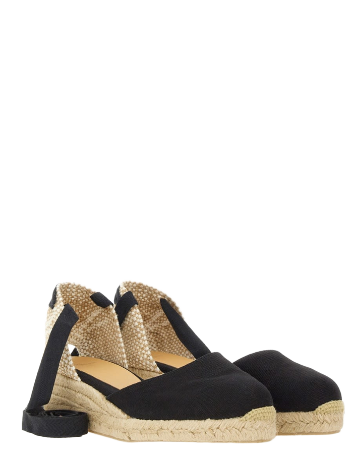 Espadrille Cute Black Cotton Wedges